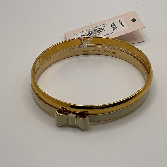 Kate Spade New York TAKE A BOW Gold & Cream/Idiom Gold-Tone Bangle Brace… - Picture 3 of 10